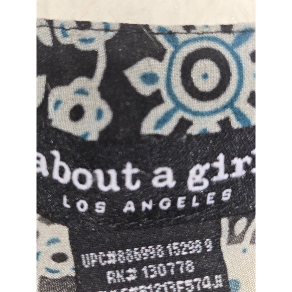 About A Girl Blouse Large Boho Floral Sheer Roll Tab Sleeve Size S SMALL - Picture 4 of 5